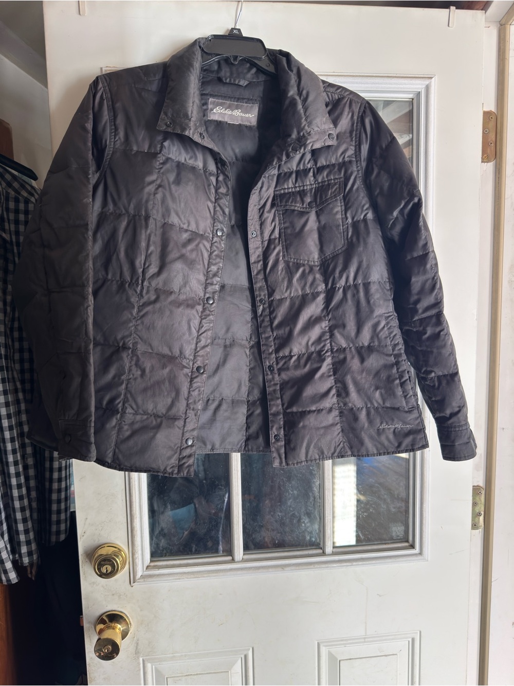 Eddie Bauer Black Quilted Button-Front Tunic